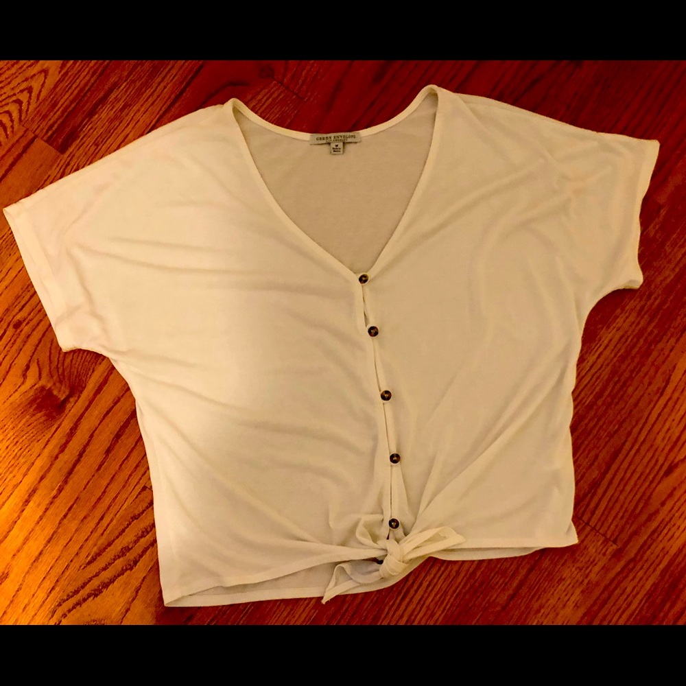 Cropped tie up short sleeve top